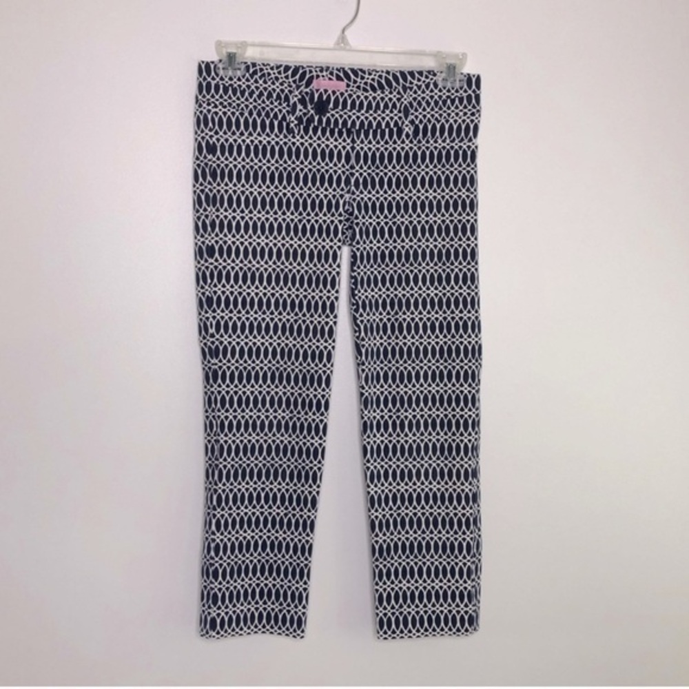 Lilly Pulitzer women’s blue & white print cropped pants size 2